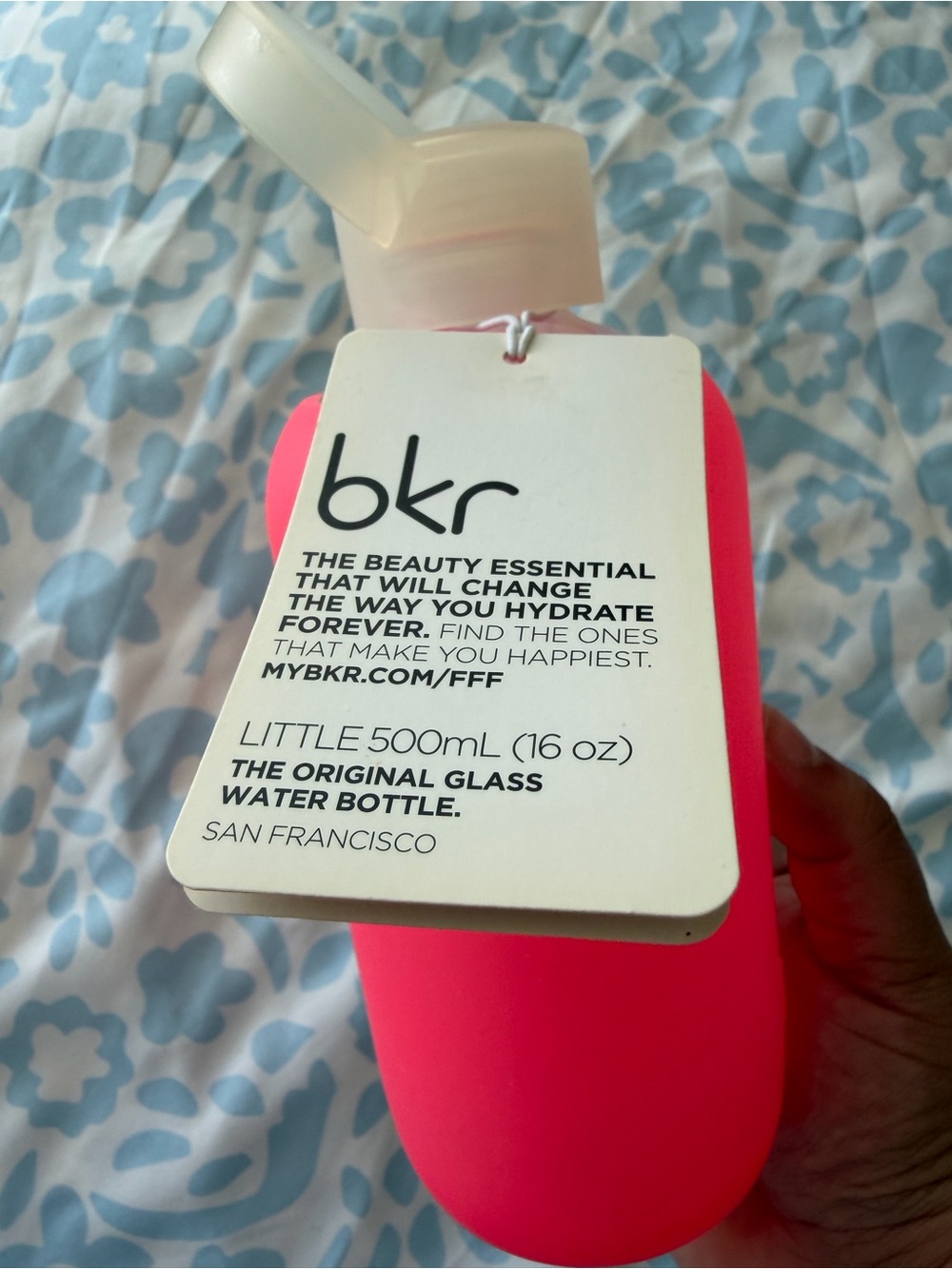 NWT bkr Little 500ml Glass Water Bottle — Rosy Pink